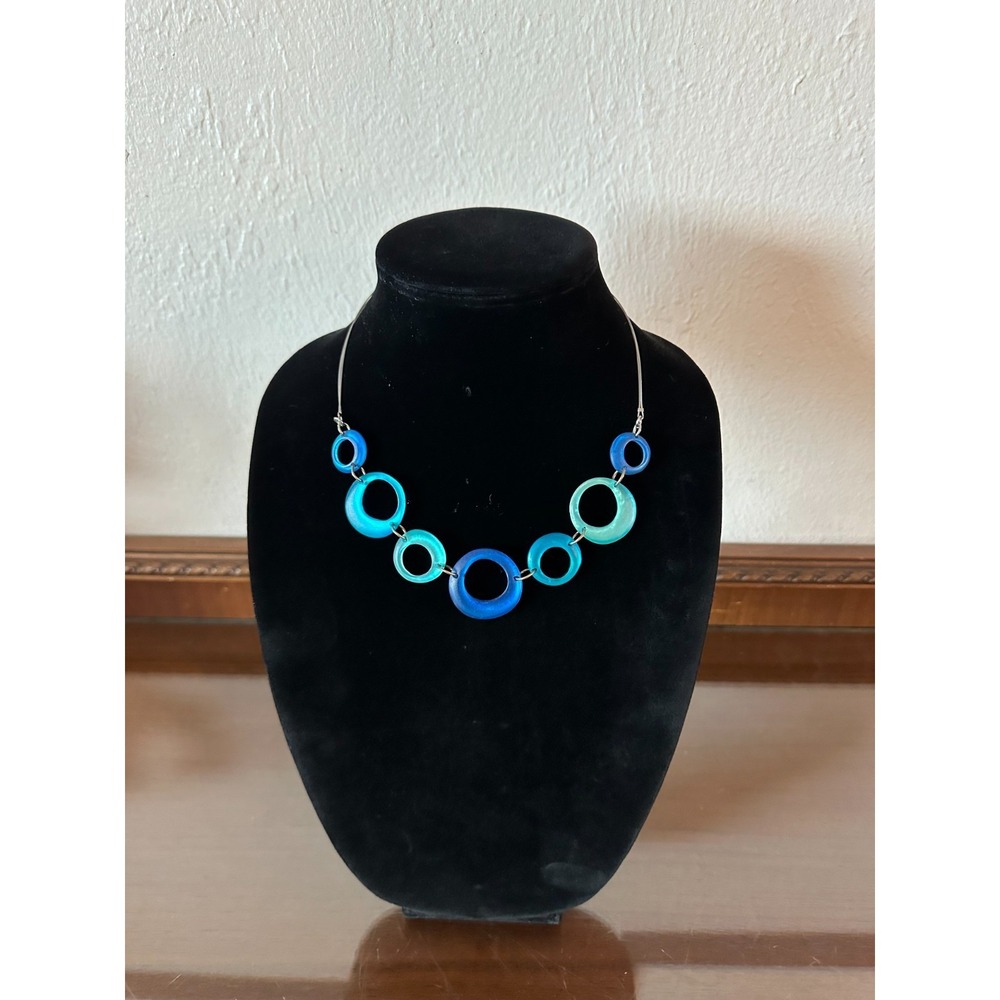 Origin Blue‎ Circular Round Adjustable Statement Necklace